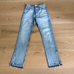 EB Denim Jeans Split Seams Fray Hem Unravelled Size 27 Blue